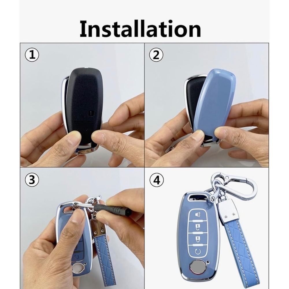 Blue Key Fob Cover Case for Nissan Pathfinder Rogue Kicks 5 Button Remote - Picture 7 of 9